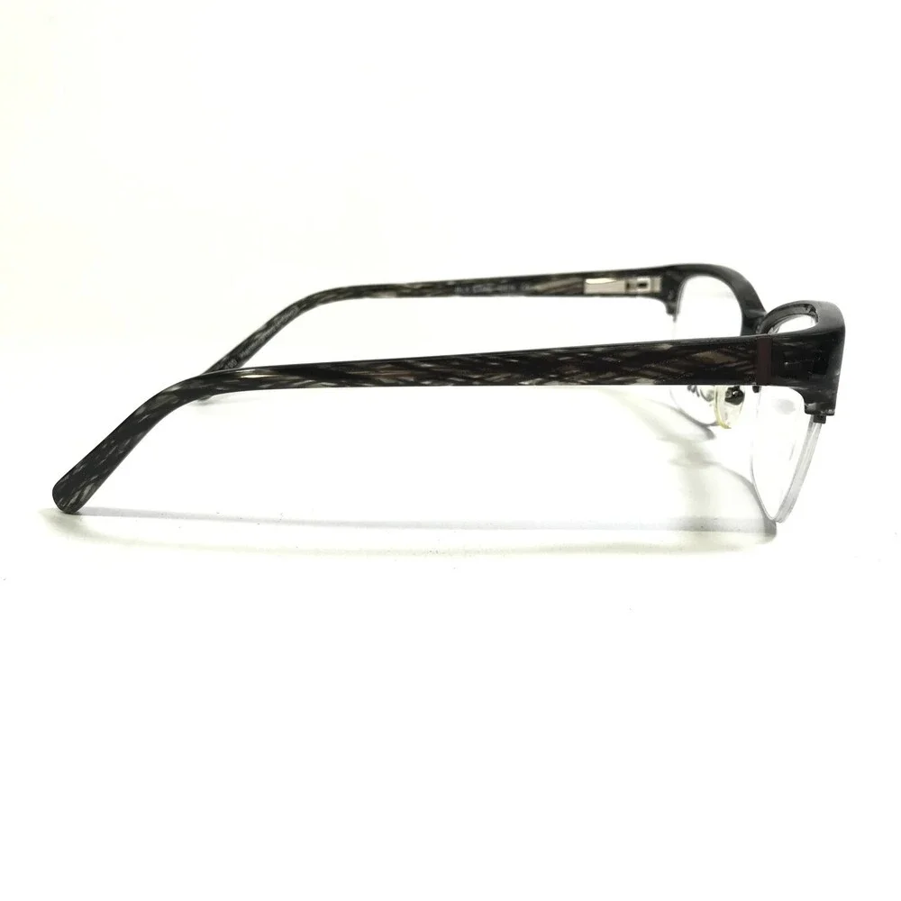 Roots Eyeglasses Frames RT716 BLK STPE Gray Horn Cat Eye Half Rim 52-16-130